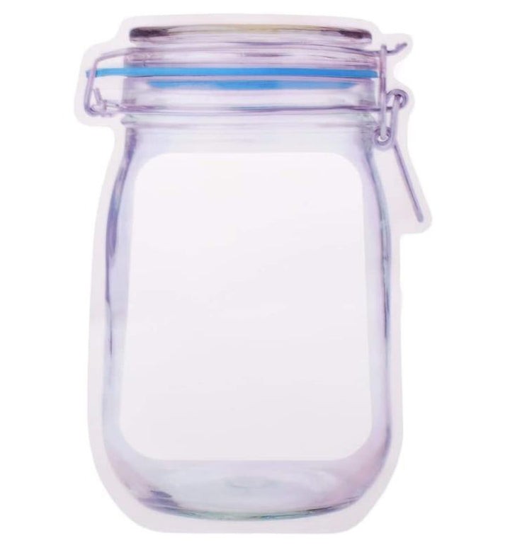Reusable Airtight Seal Plastic Food Storage Mason Jar Zipper (1000ml)