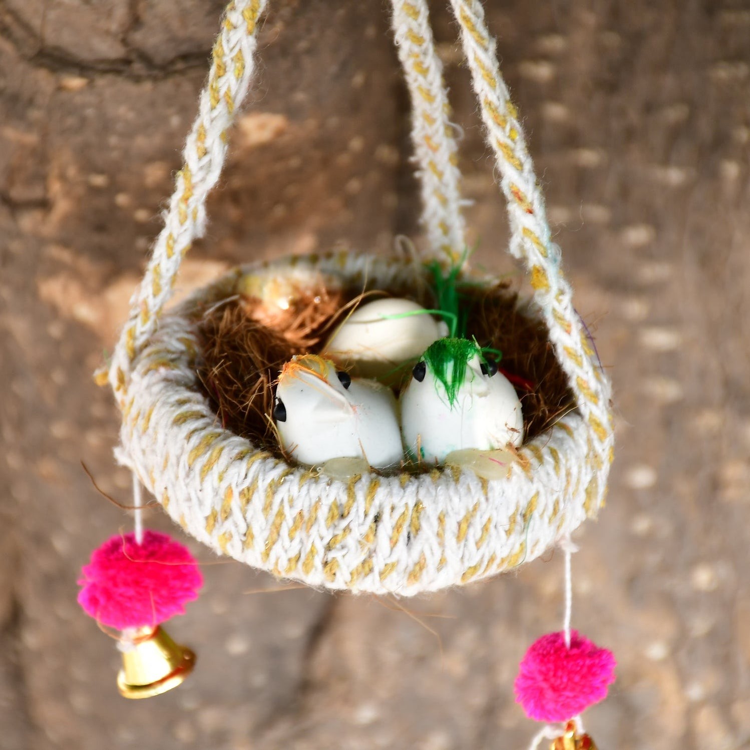 Artificial Jute Hanging Birds Nest Jhumar Chidiyan Ka Ghosla by DeoDap