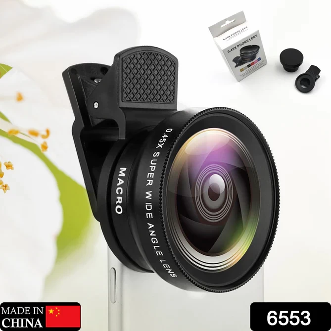 6553 CAMERA LENS EXTERNAL PHONE LENS PHONE CAMERA LENS 0.45X UNIVERSAL ULTRA WIDE ANGLE 12.5X BEAUTY FUNCTION EXTERNAL LENS CAMERA ACCESSORIES FOR TAKE PICTURES, MOST ANDROID SMARTPHONE