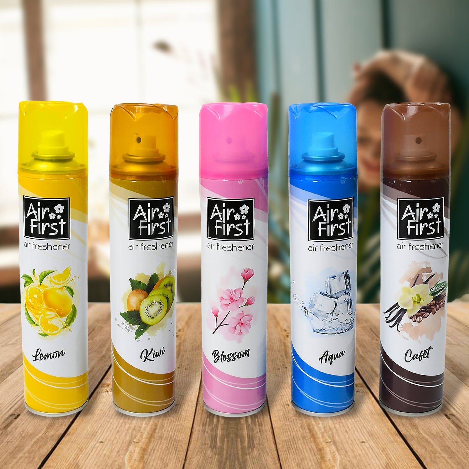 Air Freshener  | Used In Office, Home, Hotels, Banquets, Carpet Etc, Room Spray Air Freshener, Mix Fragrance Lemon, Kiwi, Blossom, Aqua, Cafet (300 Ml Approx / 1 Pc) by DeoDap