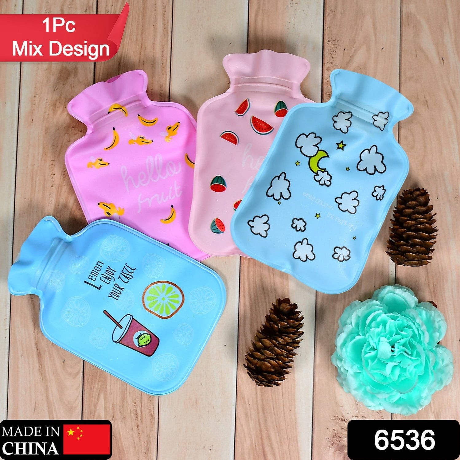 1pc Mix designs Small Hot Water Bag with Cover for Pain Relief, Neck, Shoulder Pain and Hand, Feet Warmer, Menstrual Cramps