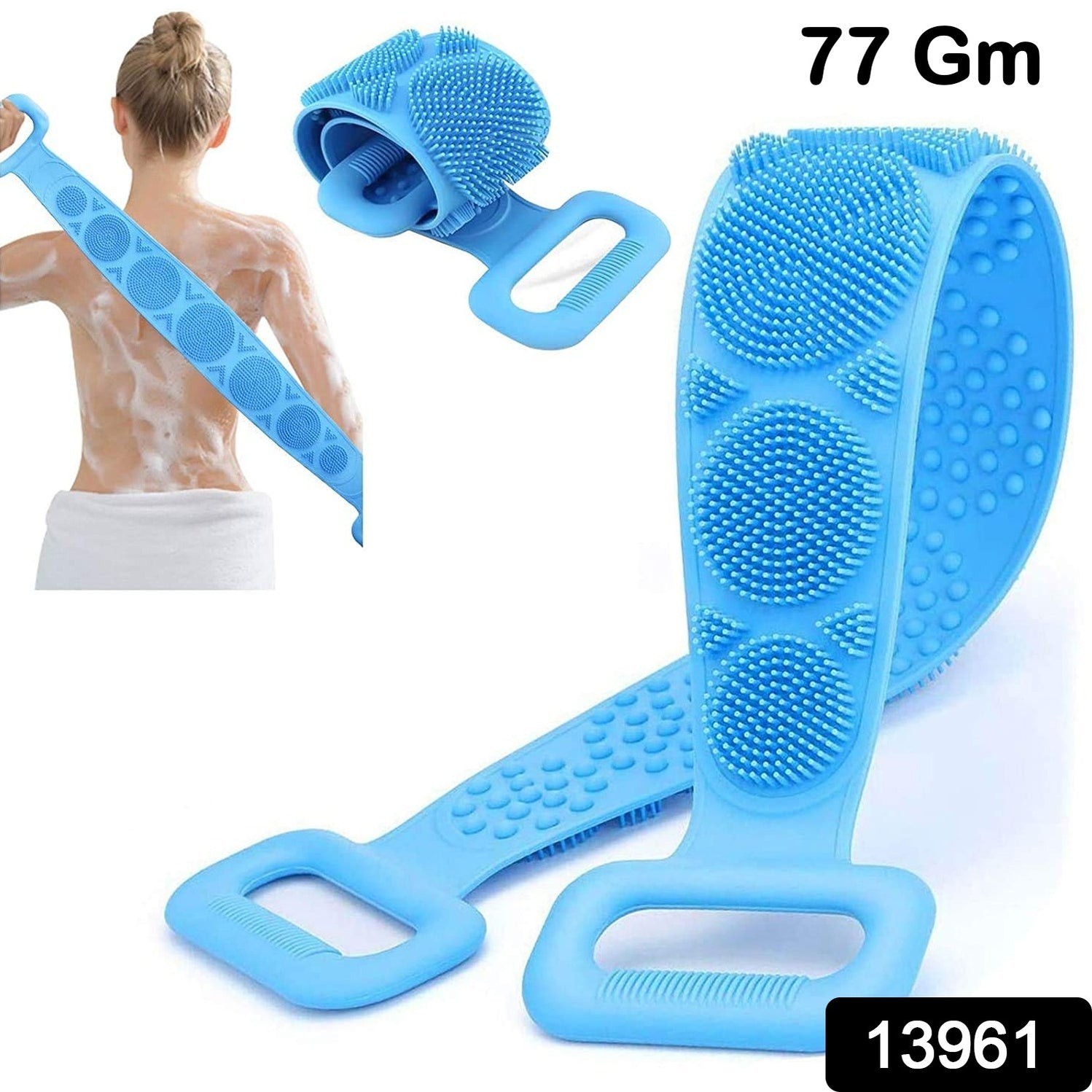 Silicone Body Back Scrubber Double Side Bathing Brush for Skin Deep Cleaning Massage, Dead Skin Removal (77 Gm | Small Size / 1pc) by DeoDap