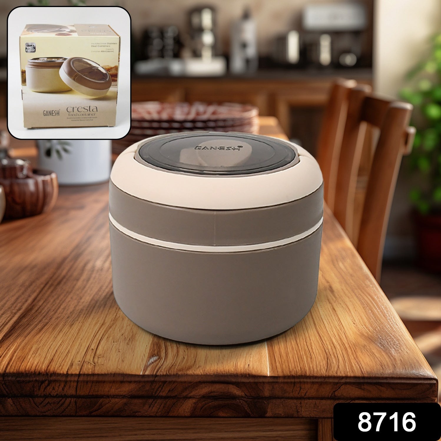 Ganesh Cresta Food Insulated Airtight Leak-Proof Lunch Box With Spoon for Office, School, Picnic (1Pc) by DeoDap