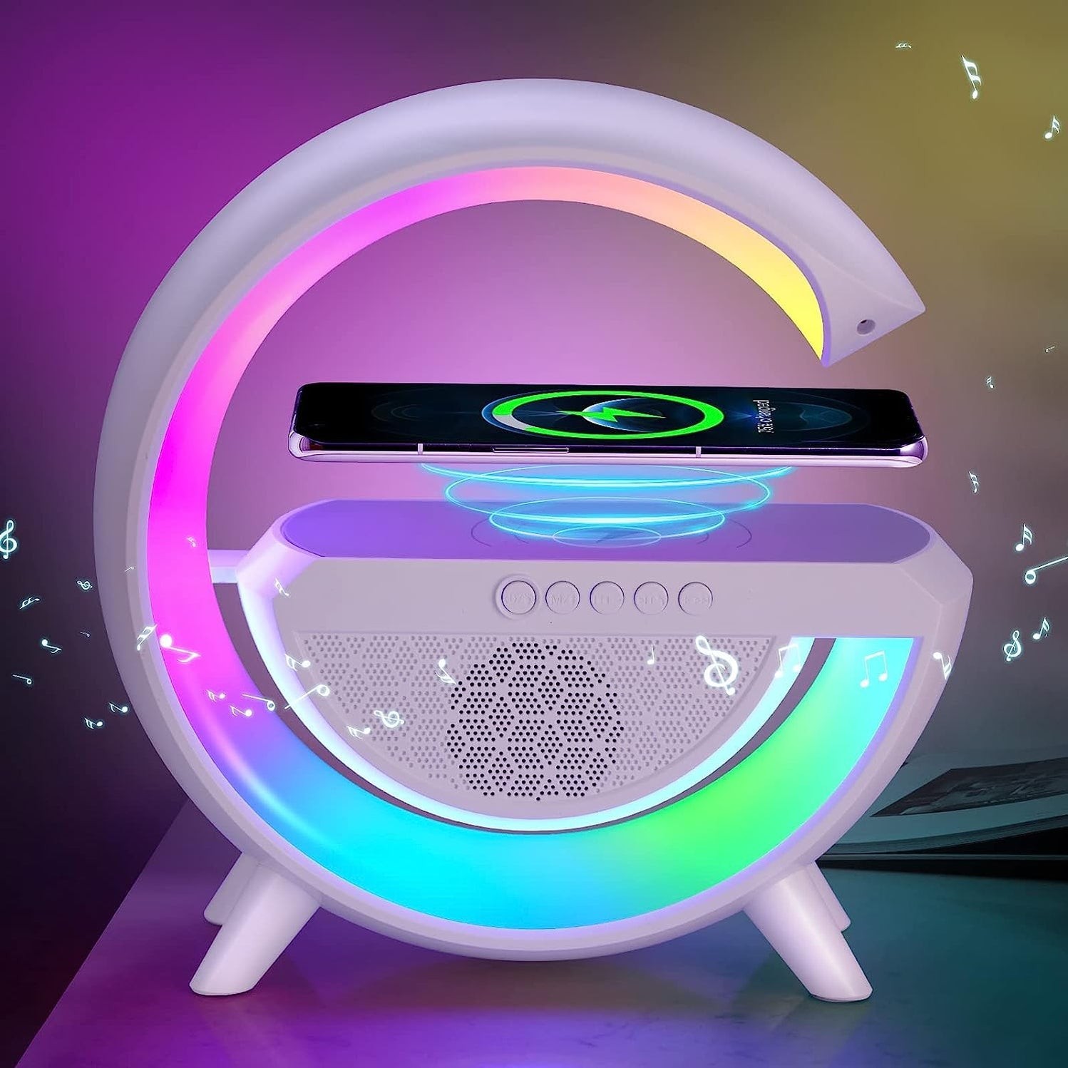 3-in-1 Multi-Function LED Night Lamp with Bluetooth Speaker, Wireless Charging, for Bedroom for Music, Party and Mood Lighting - Perfect Gift for All Occasions blootuth speaker (Media Player) by DeoDa