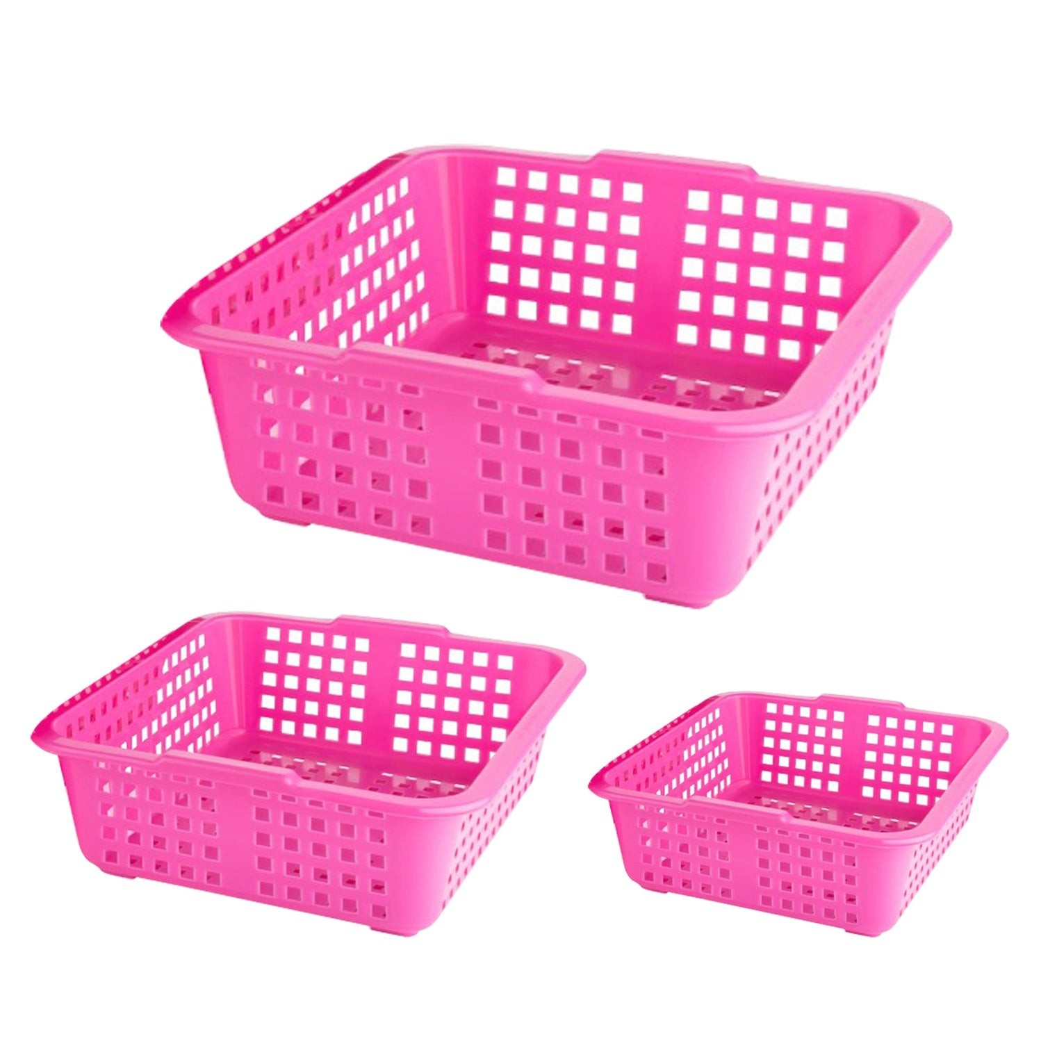 Plastic Multiple Size Cane Fruit Baskets (3 Size Large, Medium, Small) by DeoDap