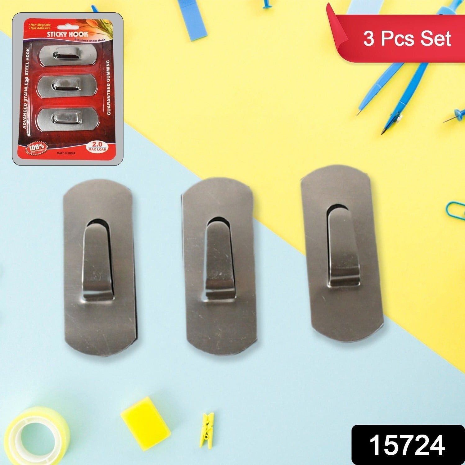 Self- Adhesive Hooks, Heavy Duty Wall Hooks Hangers Stainless Steel Waterproof Sticky Hooks for Hanging Robe Coat Towel Kitchen Bathroom and. by DeoDap