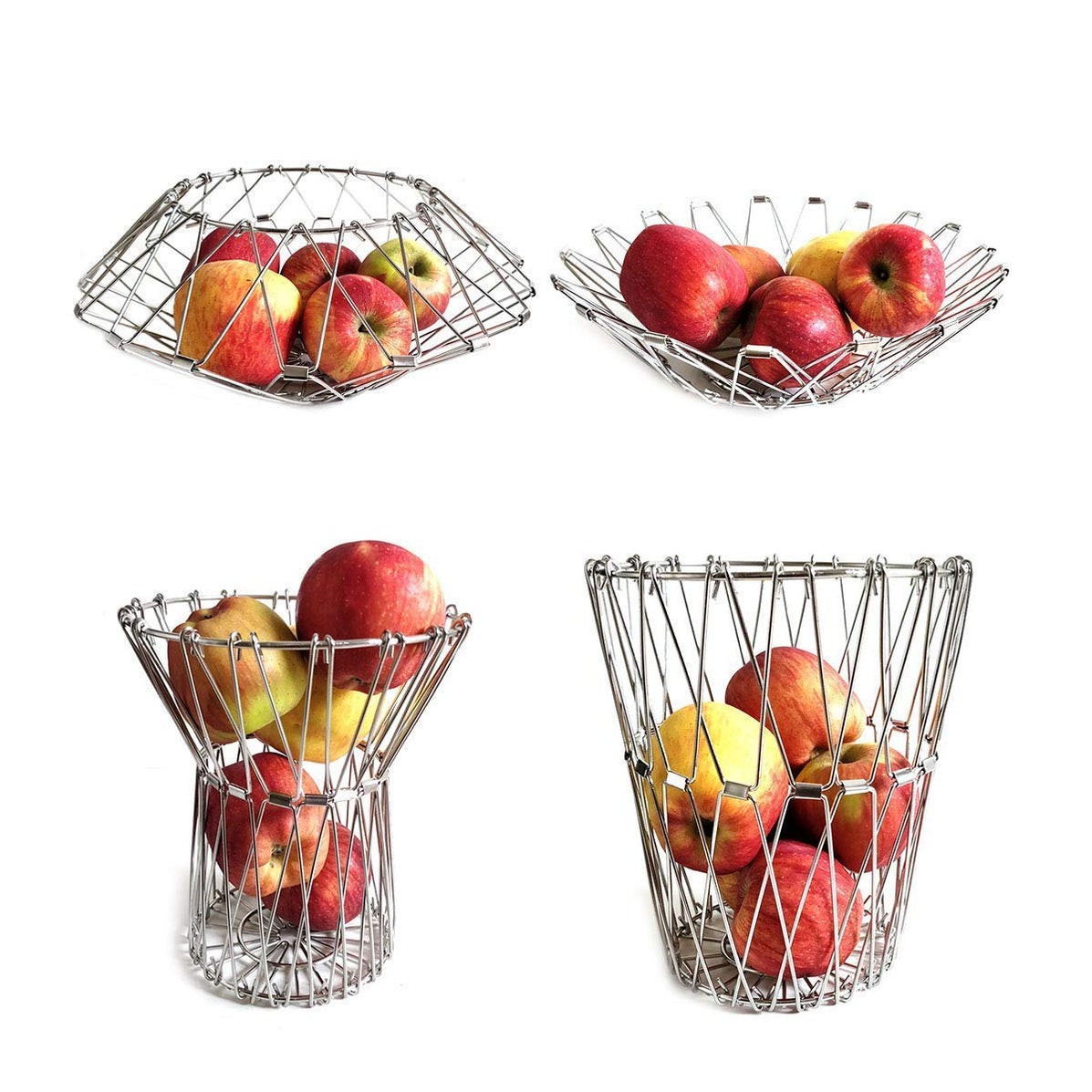 Multipurpose Fruit Basket Stainless Steel Wire Bowl Foldable Basket for Vegetable / Fruits / Dining by Gambit